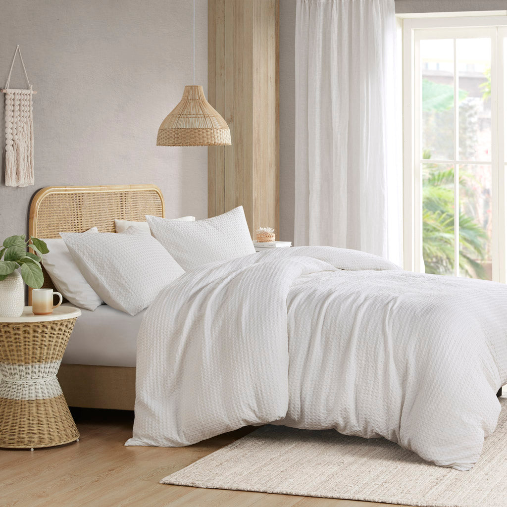 Comfort Spaces Waffle Weave Textured Duvet Cover Set