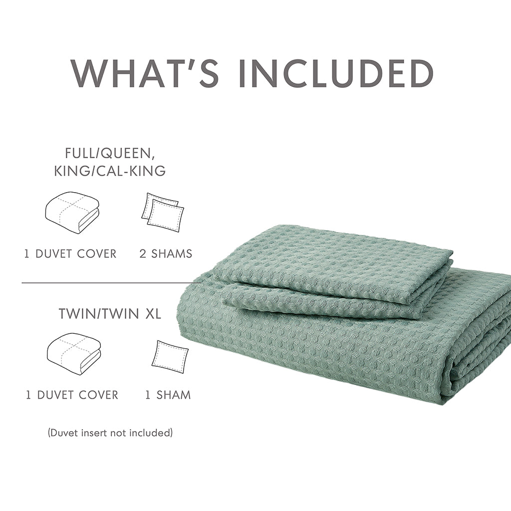 Comfort Spaces Waffle Weave Textured Duvet Cover Set
