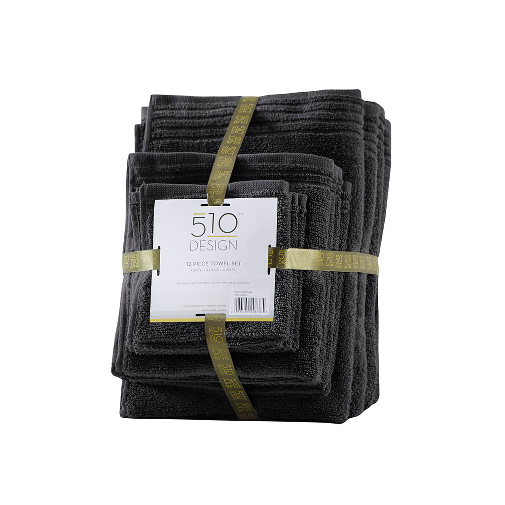 510 Design 100% Cotton Quick Dry 12 Piece Bath Towel Set