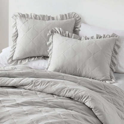 Comfort Spaces Diamond Quilted Ruffle Edge Comforter Set