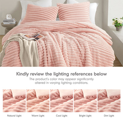 Intelligent Design Fluffy Ribbed Plush Comforter Set