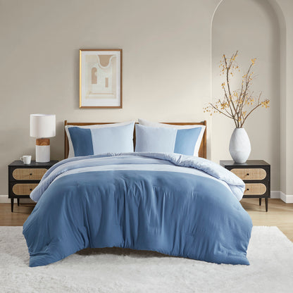 Comfort Spaces Soft Washed Color Block Comforter Set