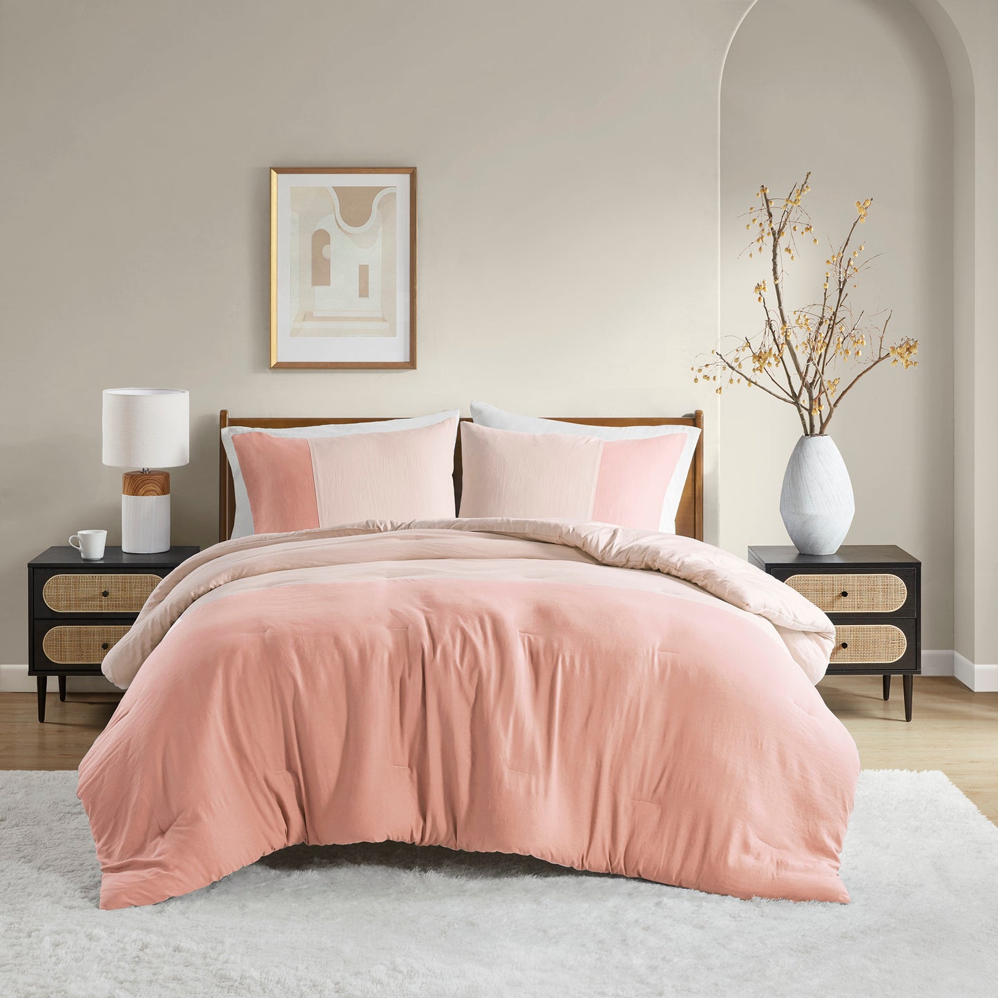 Comfort Spaces Soft Washed Color Block Comforter Set