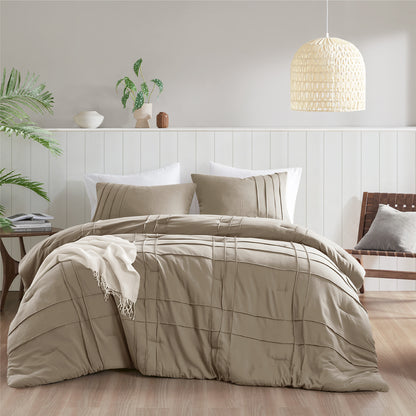 Comfort Spaces Soft Washed Pleated Comforter Set