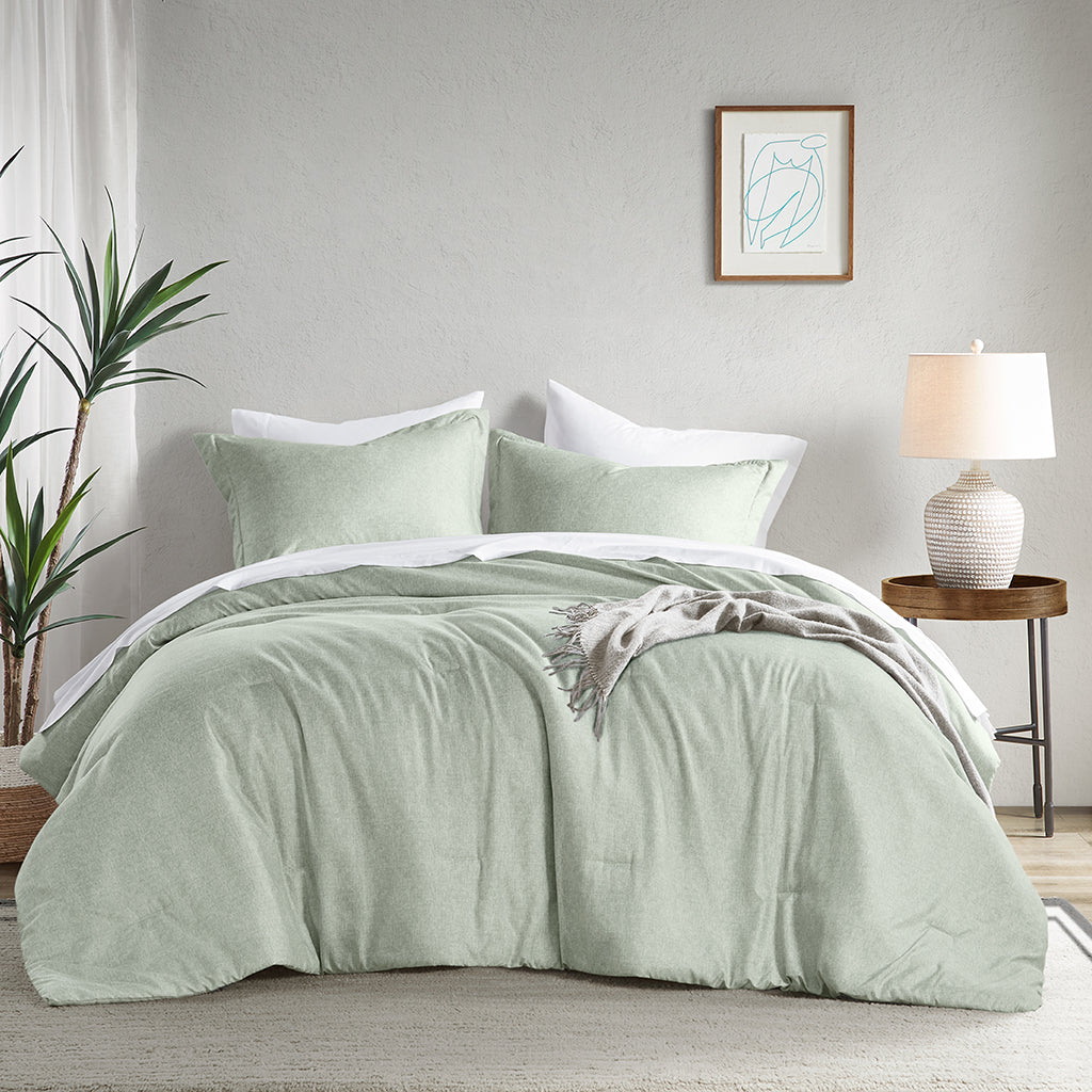 Comfort Spaces Chambray Print Solid Comforter Set