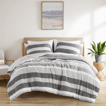 Comfort Spaces Stripe Textured Print Comforter Set