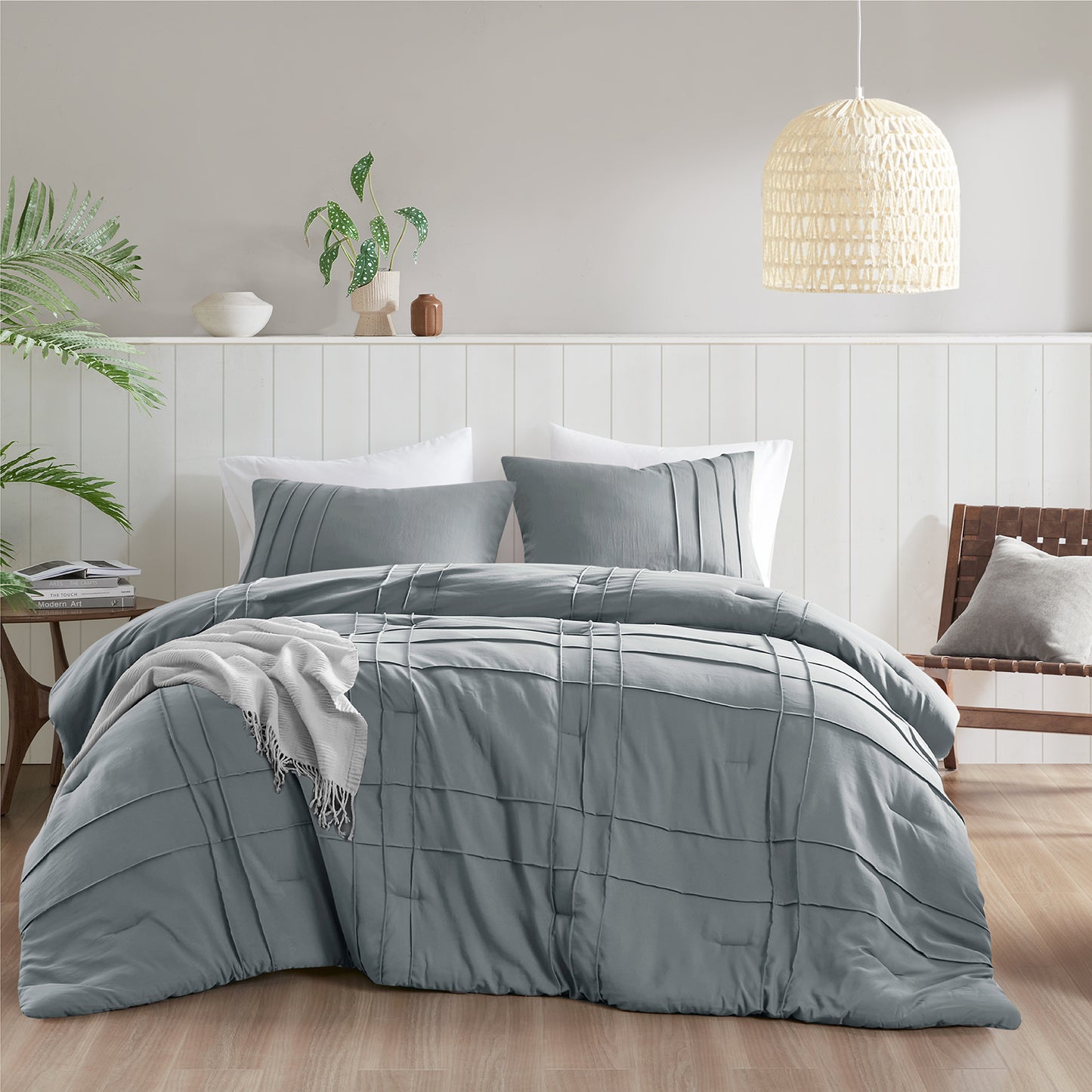 Comfort Spaces Soft Washed Pleated Comforter Set