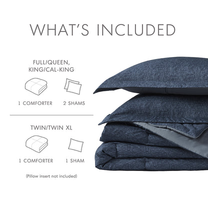 Comfort Spaces Chambray Print Solid Comforter Set