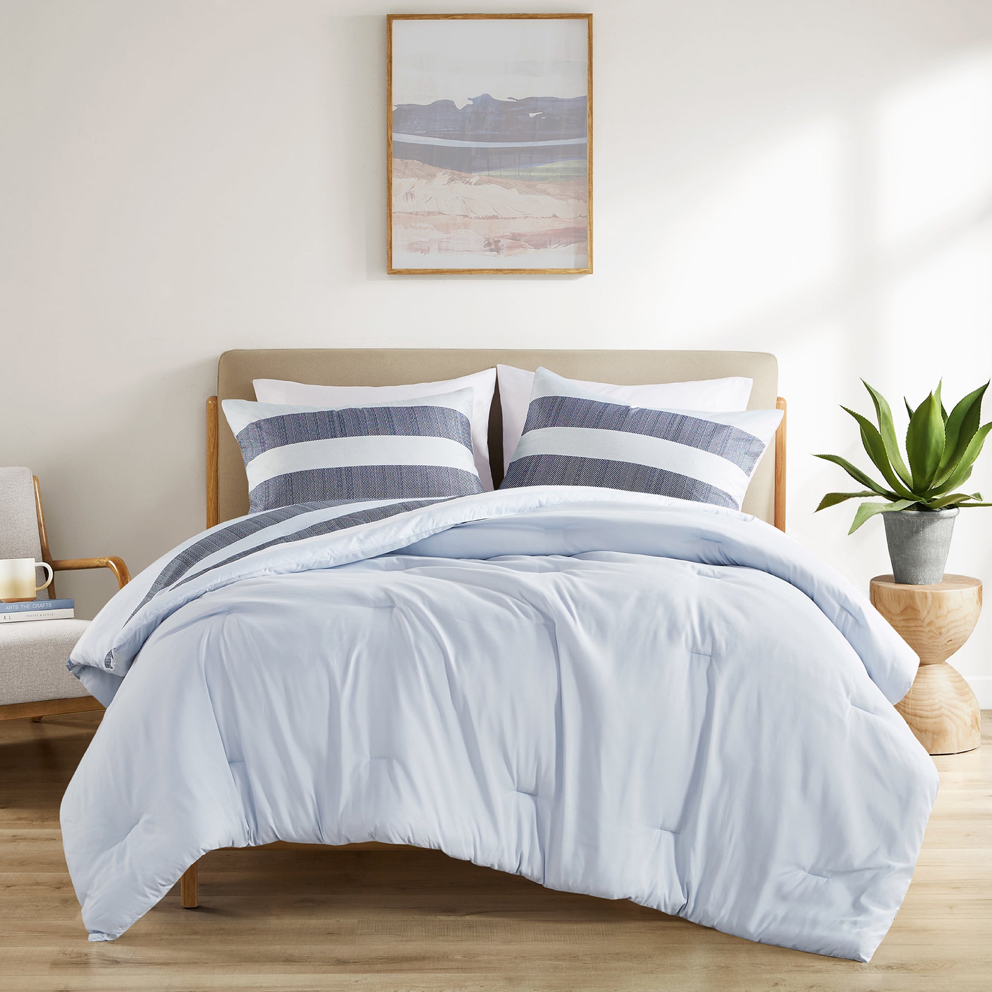 Comfort Spaces Stripe Textured Print Comforter Set