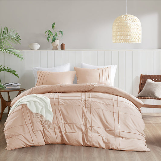 Comfort Spaces Soft Washed Pleated Duvet Cover Set