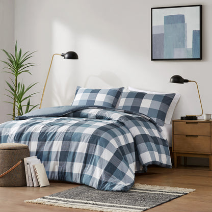 Comfort Spaces Plaid Check Printed Comforter Set