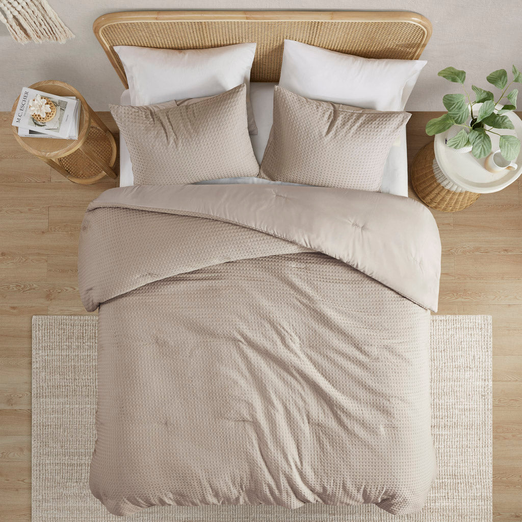 Comfort Spaces Waffle Weave Textured Comforter Set