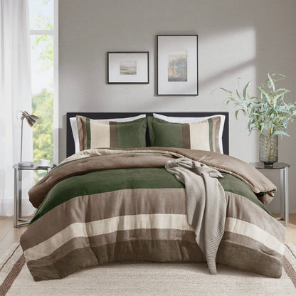 Comfort Spaces Pieced Faux Suede Comforter Set