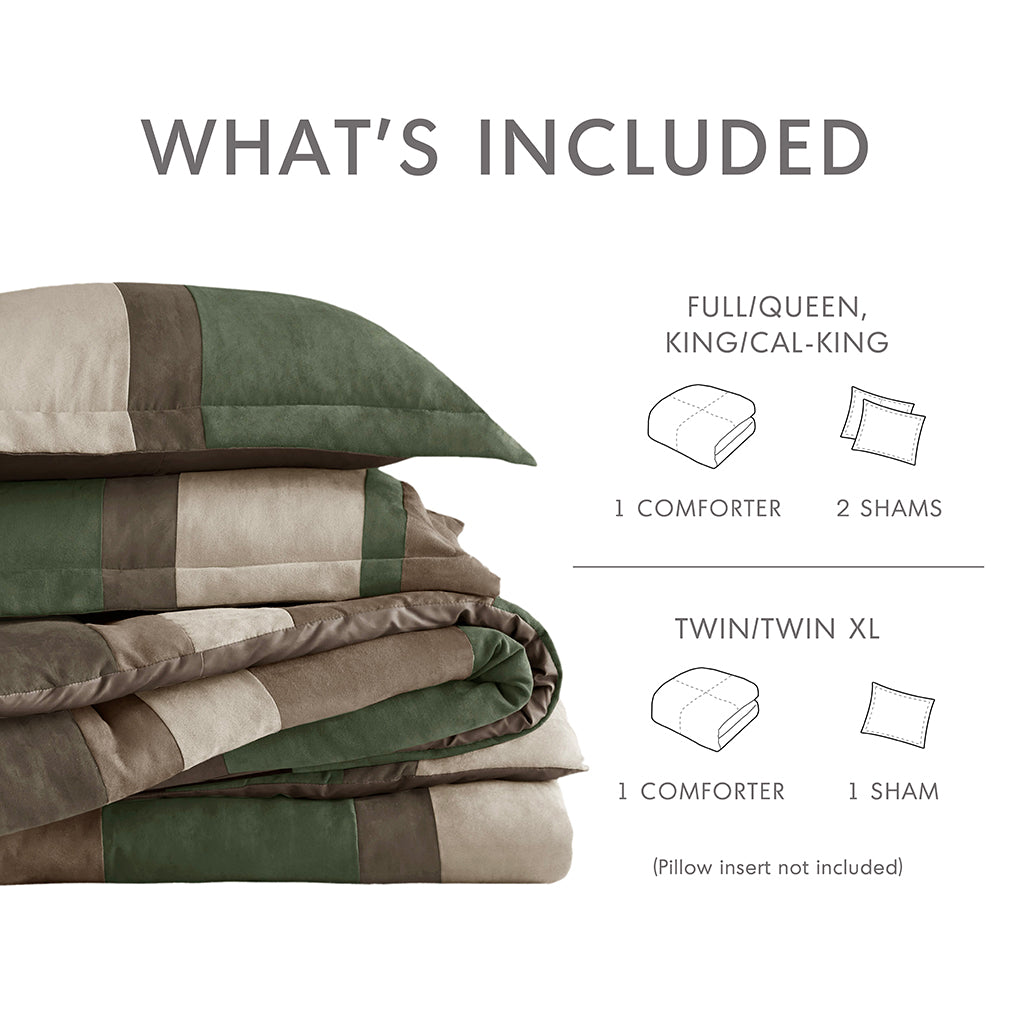 Comfort Spaces Pieced Faux Suede Comforter Set