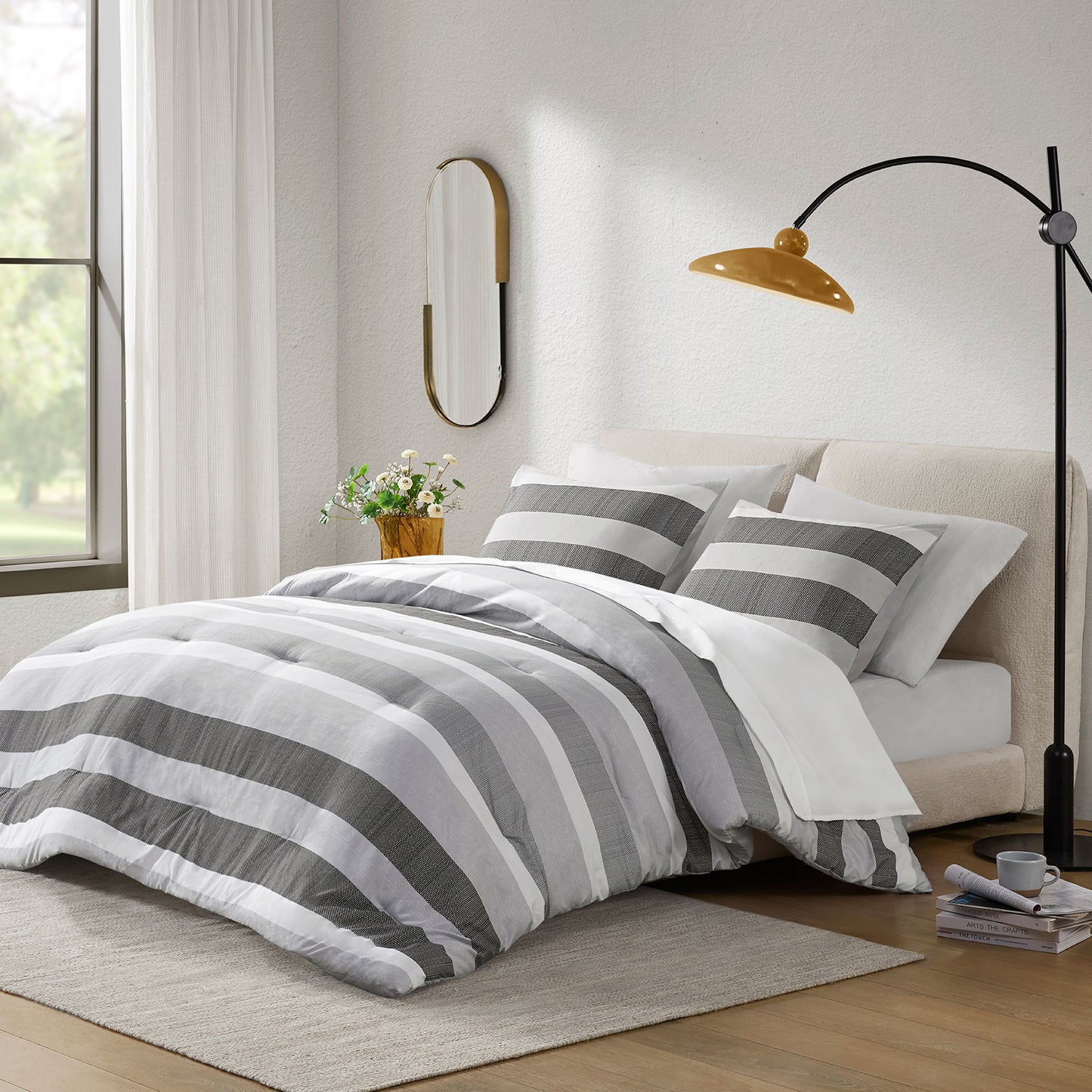 Comfort Spaces Stripe Textured Print Comforter Set