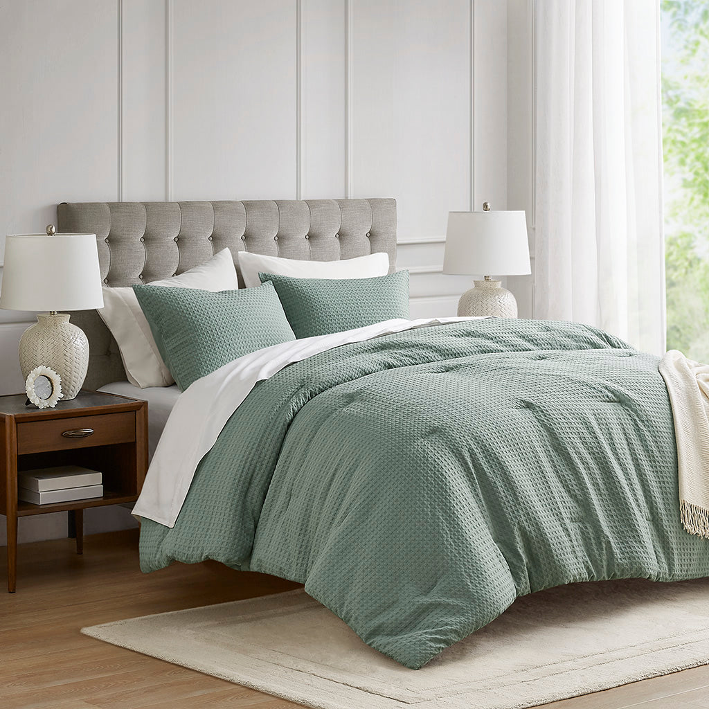 Comfort Spaces Waffle Weave Textured Comforter Set