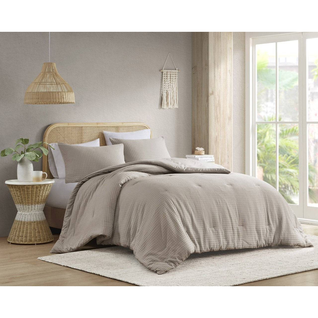 Comfort Spaces Waffle Weave Textured Comforter Set