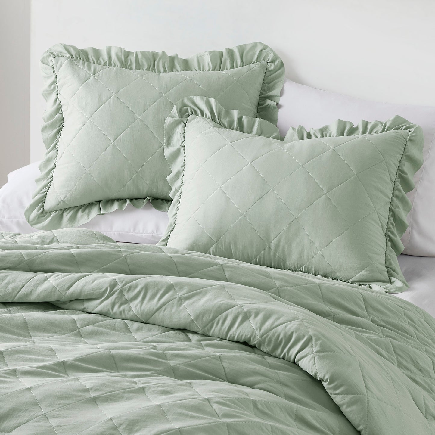 Comfort Spaces Diamond Quilted Ruffle Edge Comforter Set