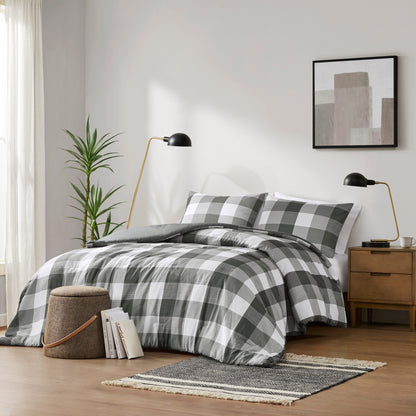 Comfort Spaces Plaid Check Printed Comforter Set