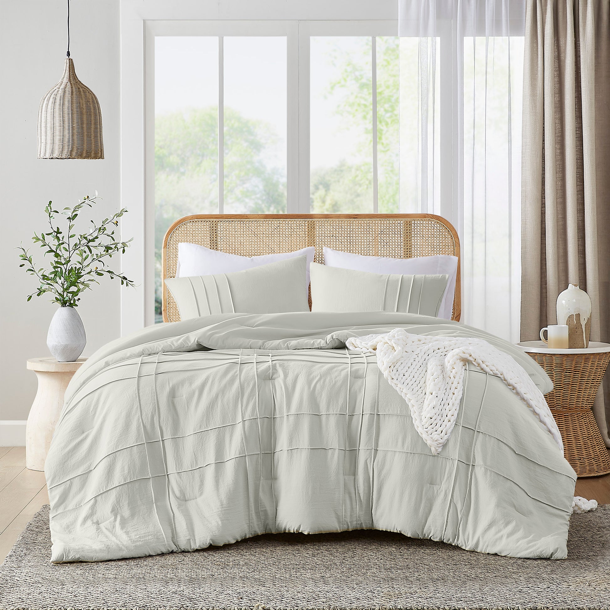 Comfort Spaces Soft Washed Pleated Comforter Set