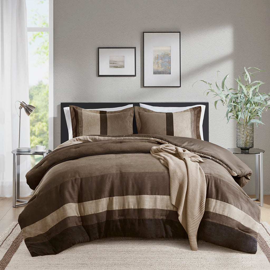 Comfort Spaces Pieced Faux Suede Comforter Set