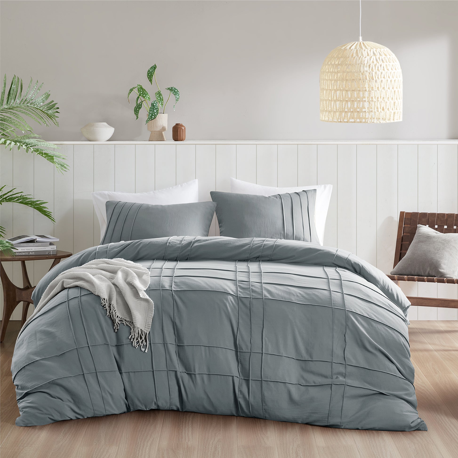 Comfort Spaces Soft Washed Pleated Duvet Cover Set