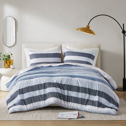 Comfort Spaces Stripe Textured Print Comforter Set