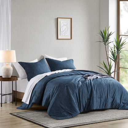 Comfort Spaces Chambray Print Solid Comforter Set