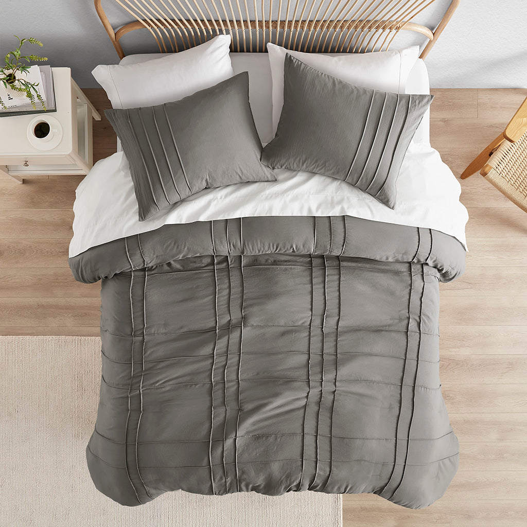 Comfort Spaces Soft Washed Pleated Comforter Set