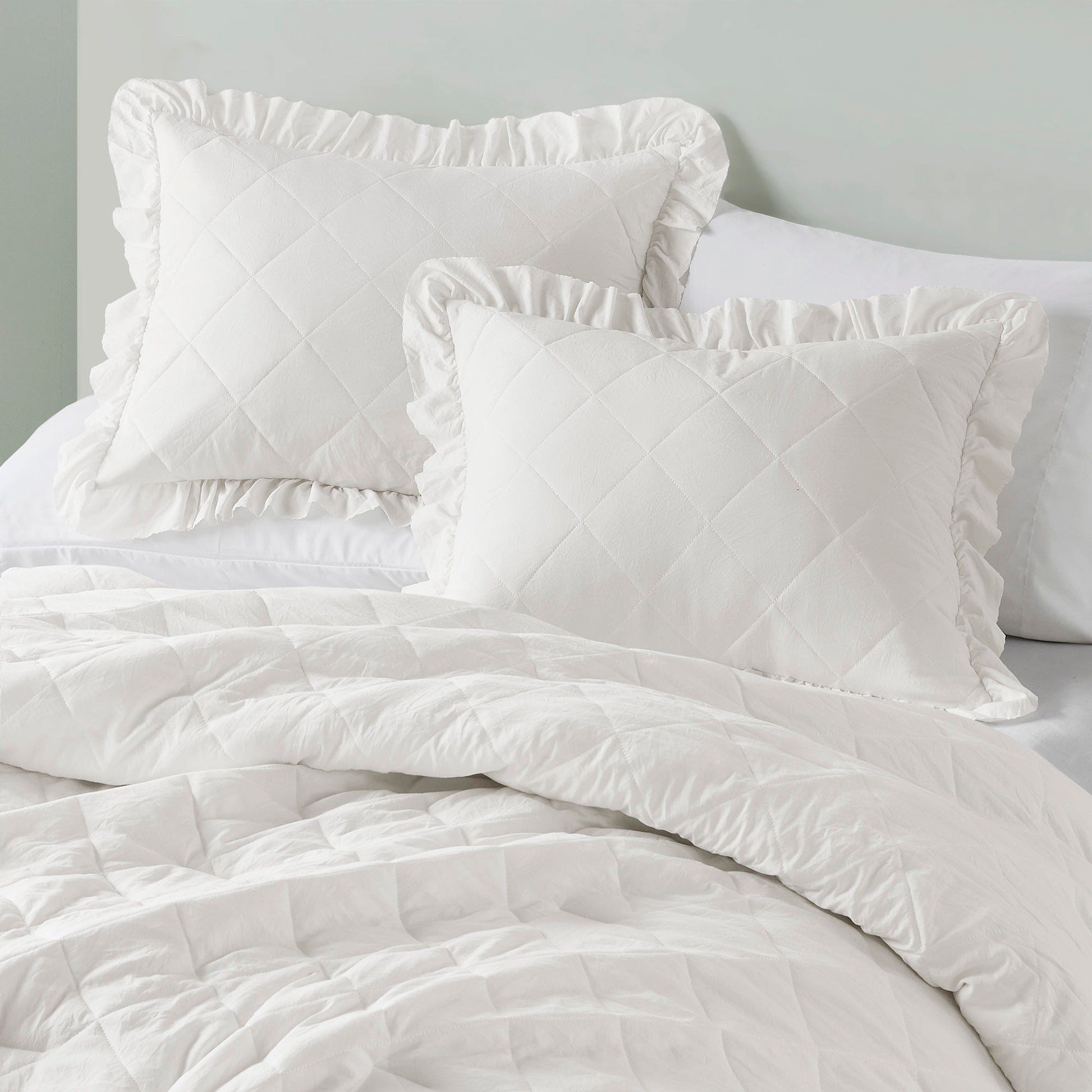 Comfort Spaces Diamond Quilted Ruffle Edge Comforter Set