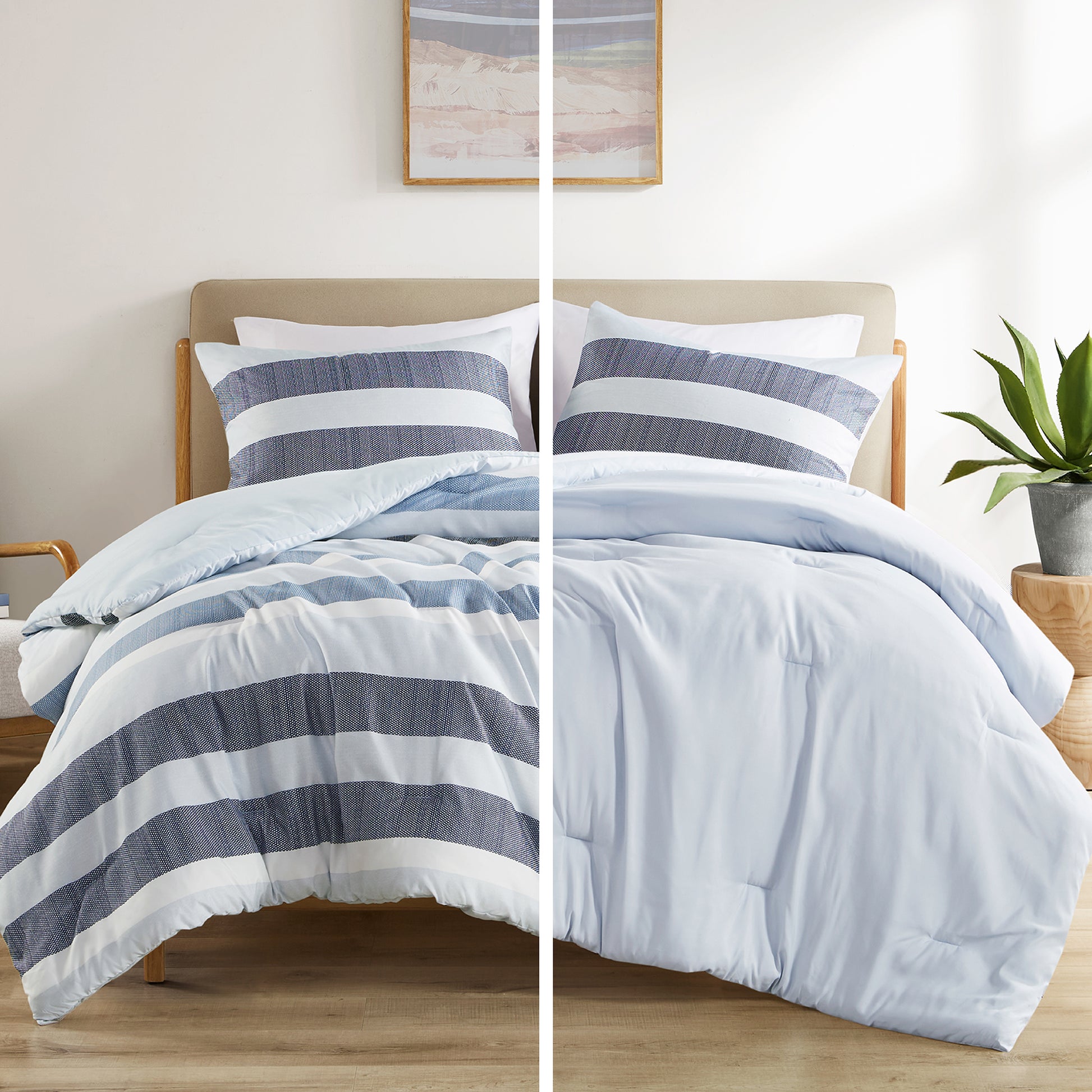 Comfort Spaces Stripe Textured Print Comforter Set