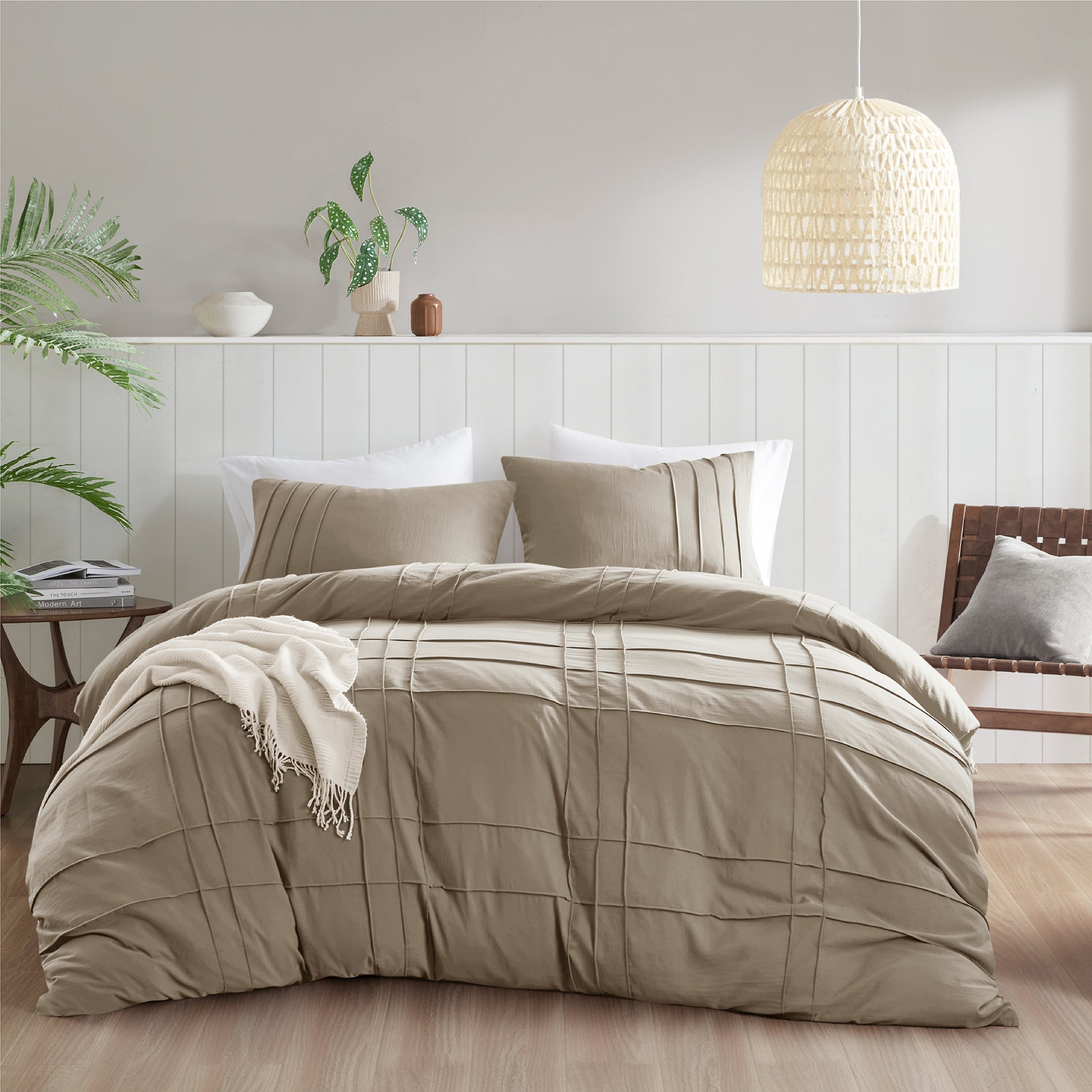 Comfort Spaces Soft Washed Pleated Duvet Cover Set