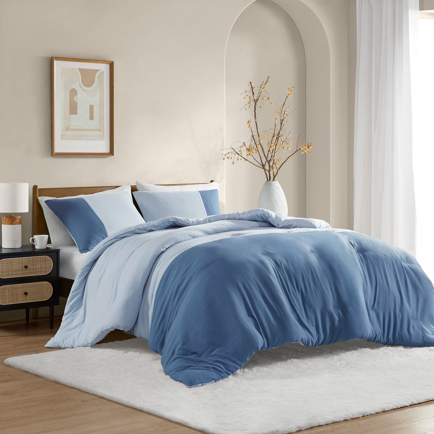 Comfort Spaces Soft Washed Color Block Comforter Set