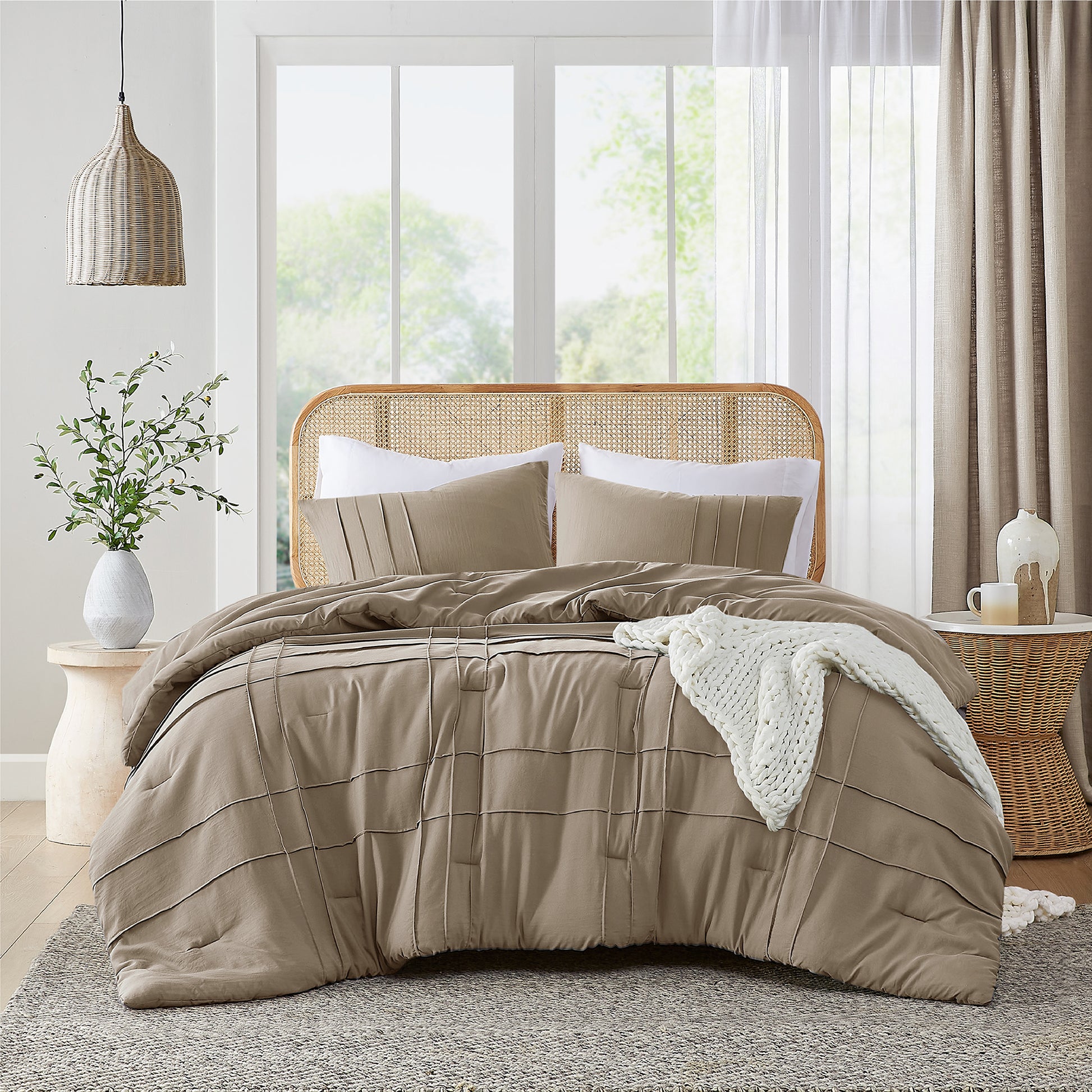 Comfort Spaces Soft Washed Pleated Comforter Set