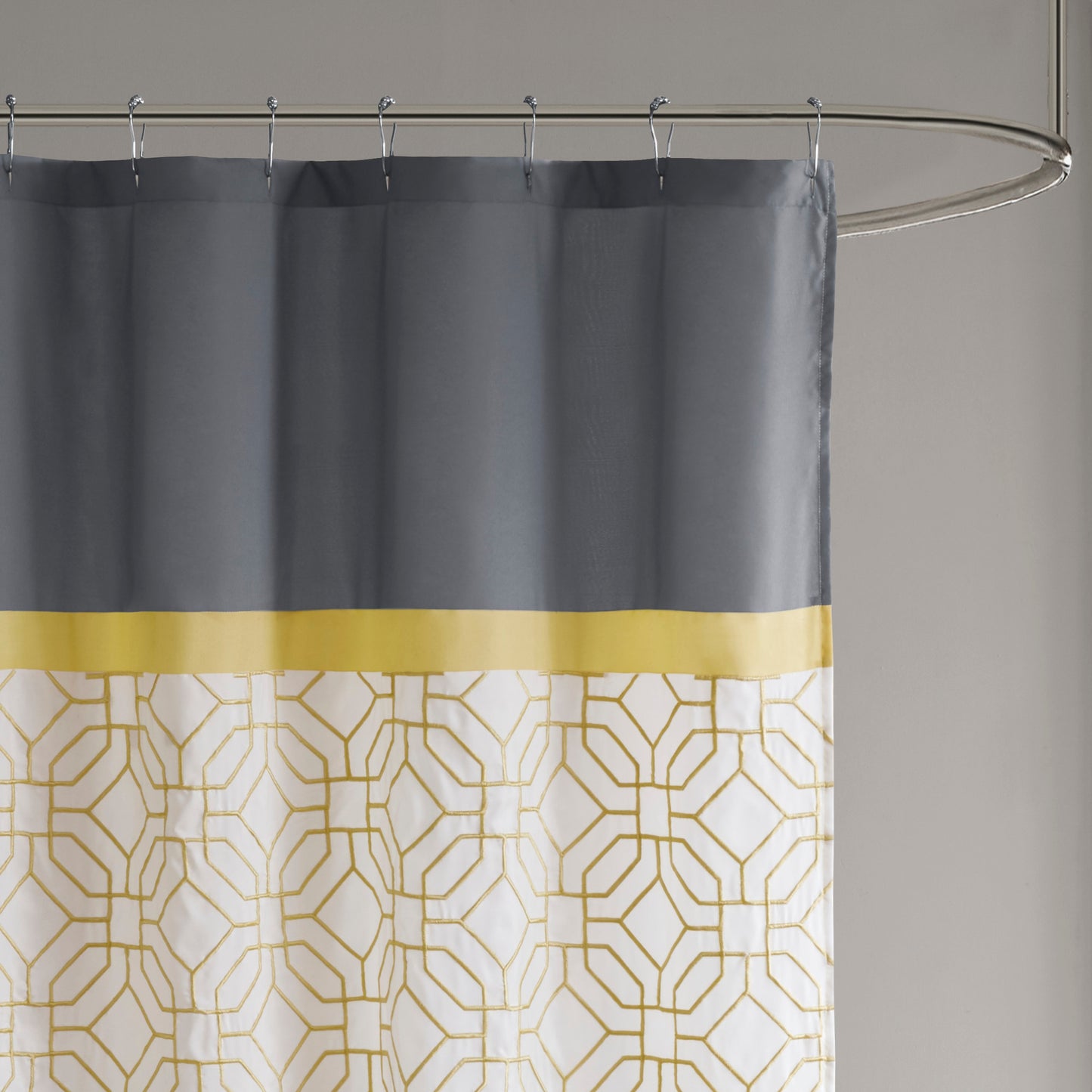 510 Design Embroidered and Pieced Shower Curtain