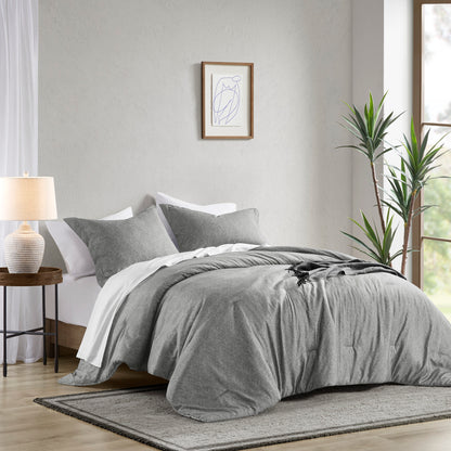 Camden Chambray Print Solid Comforter Set