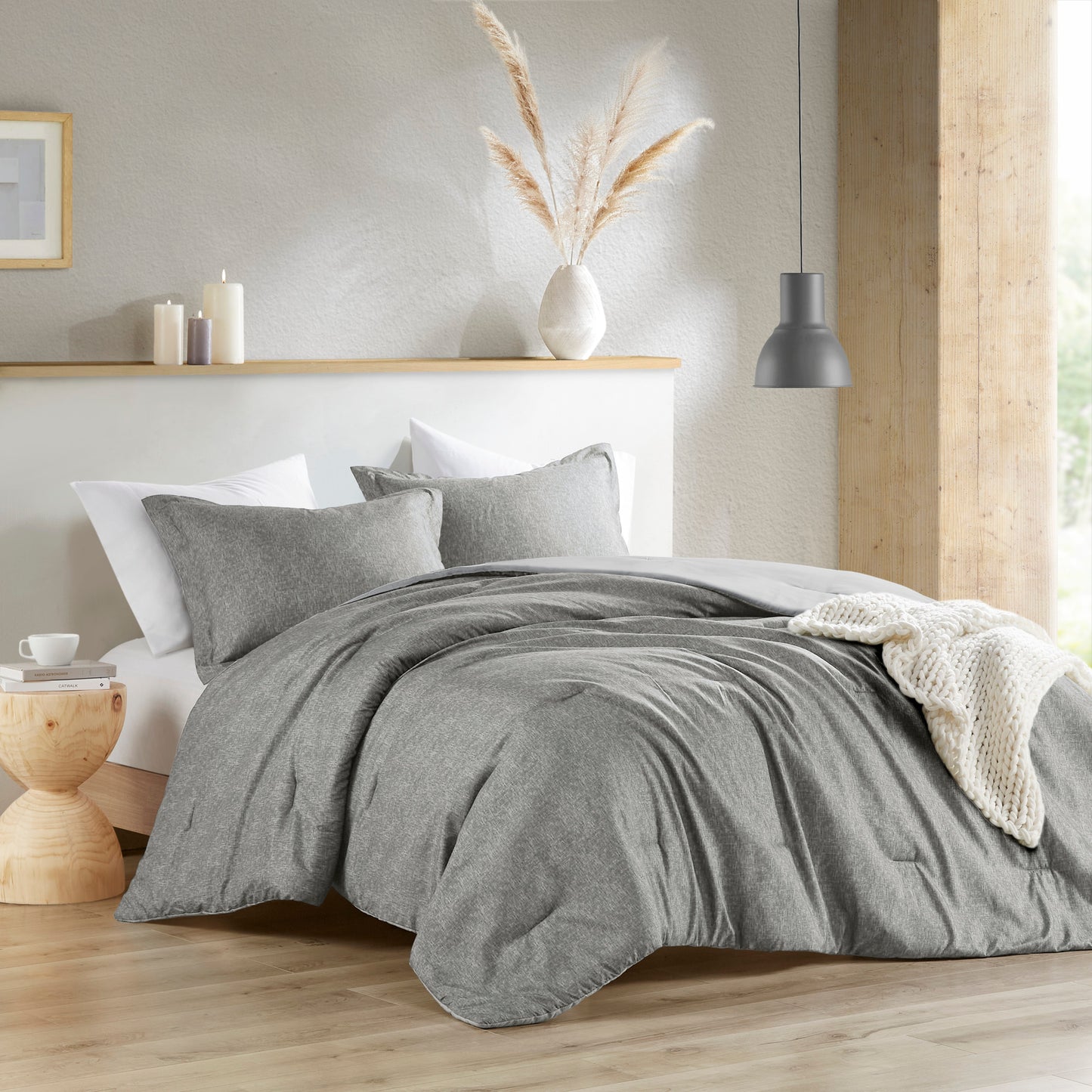 Camden Chambray Print Solid Comforter Set