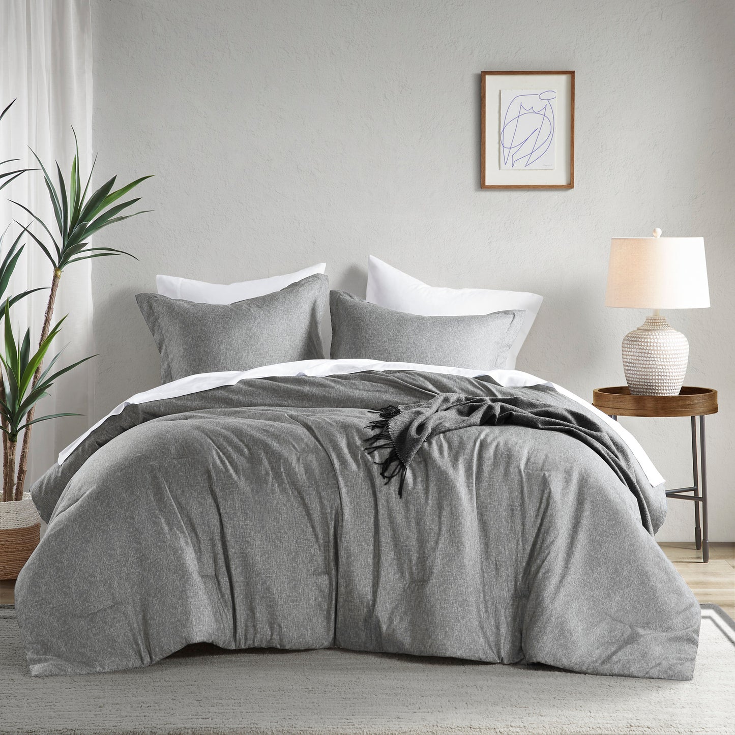 Camden Chambray Print Solid Comforter Set