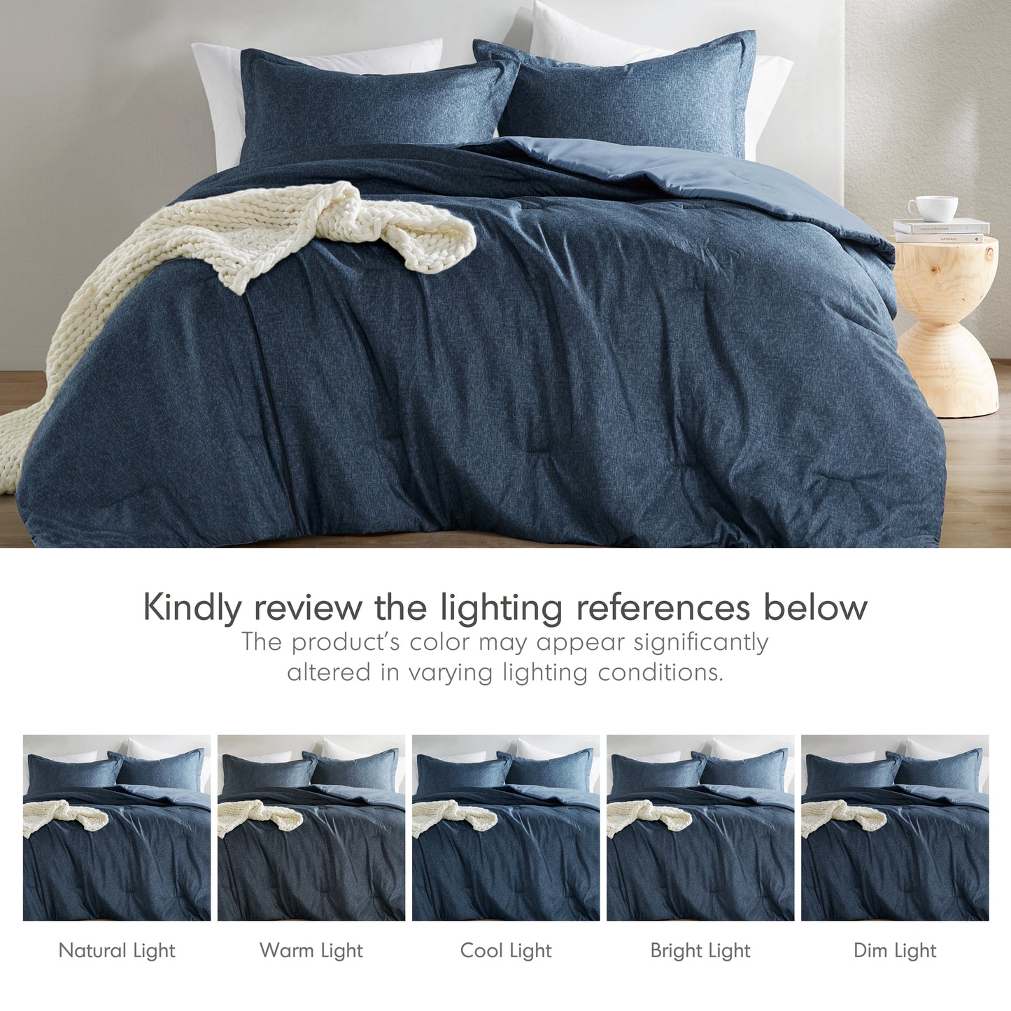 Camden Chambray Print Solid Comforter Set