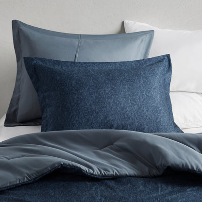 Camden Chambray Print Solid Comforter Set