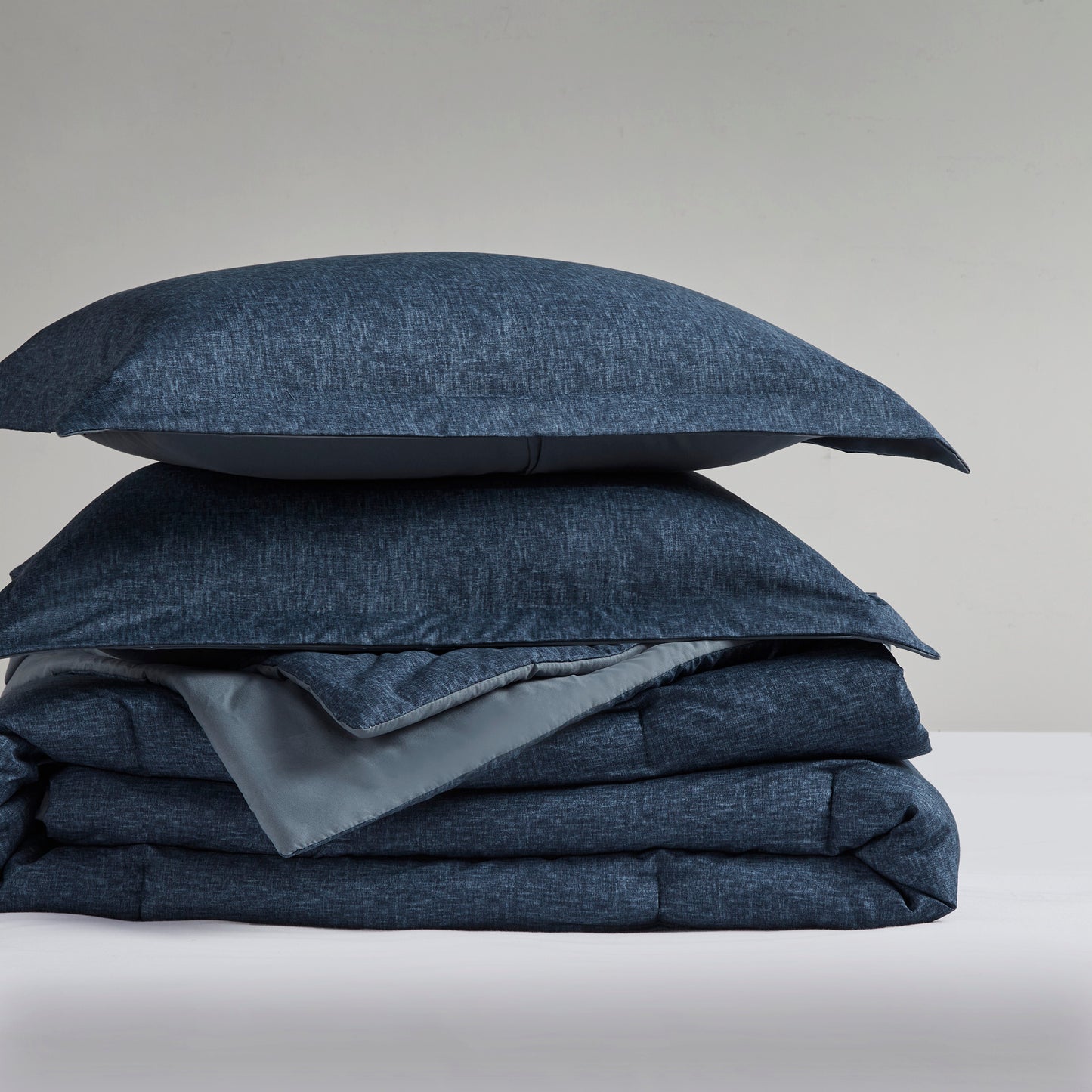 Camden Chambray Print Solid Comforter Set
