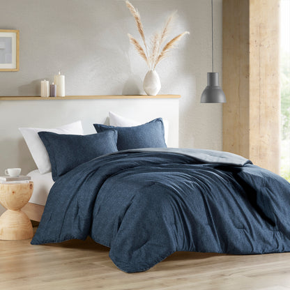 Camden Chambray Print Solid Comforter Set