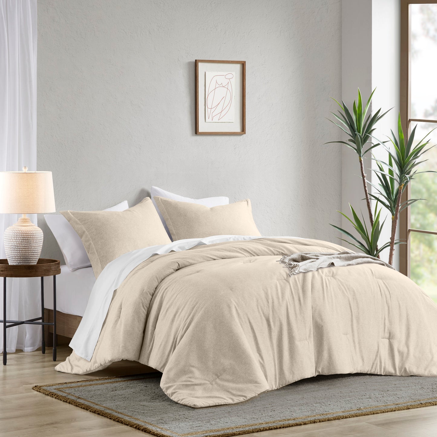 Camden Chambray Print Solid Comforter Set