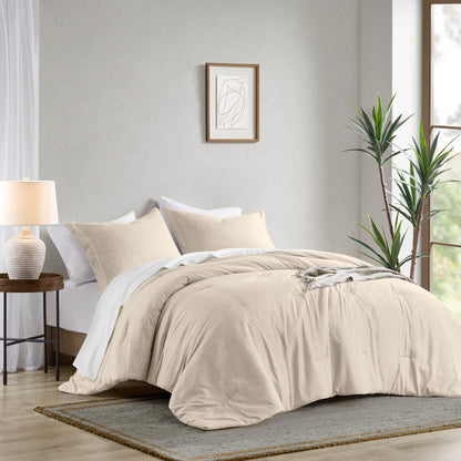 Camden Chambray Print Solid Comforter Set