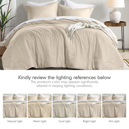 Camden Chambray Print Solid Comforter Set