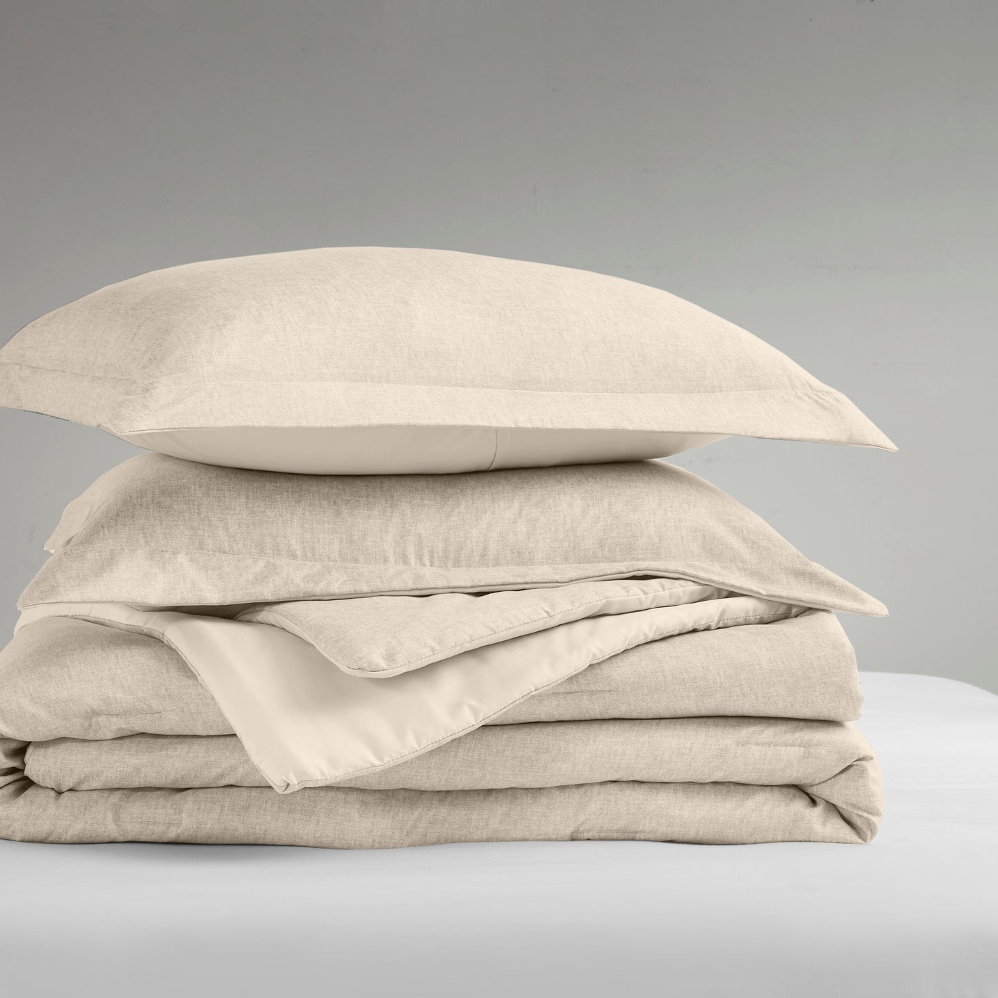 Camden Chambray Print Solid Comforter Set