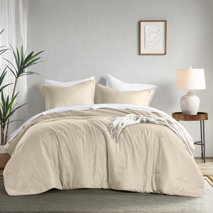 Camden Chambray Print Solid Comforter Set