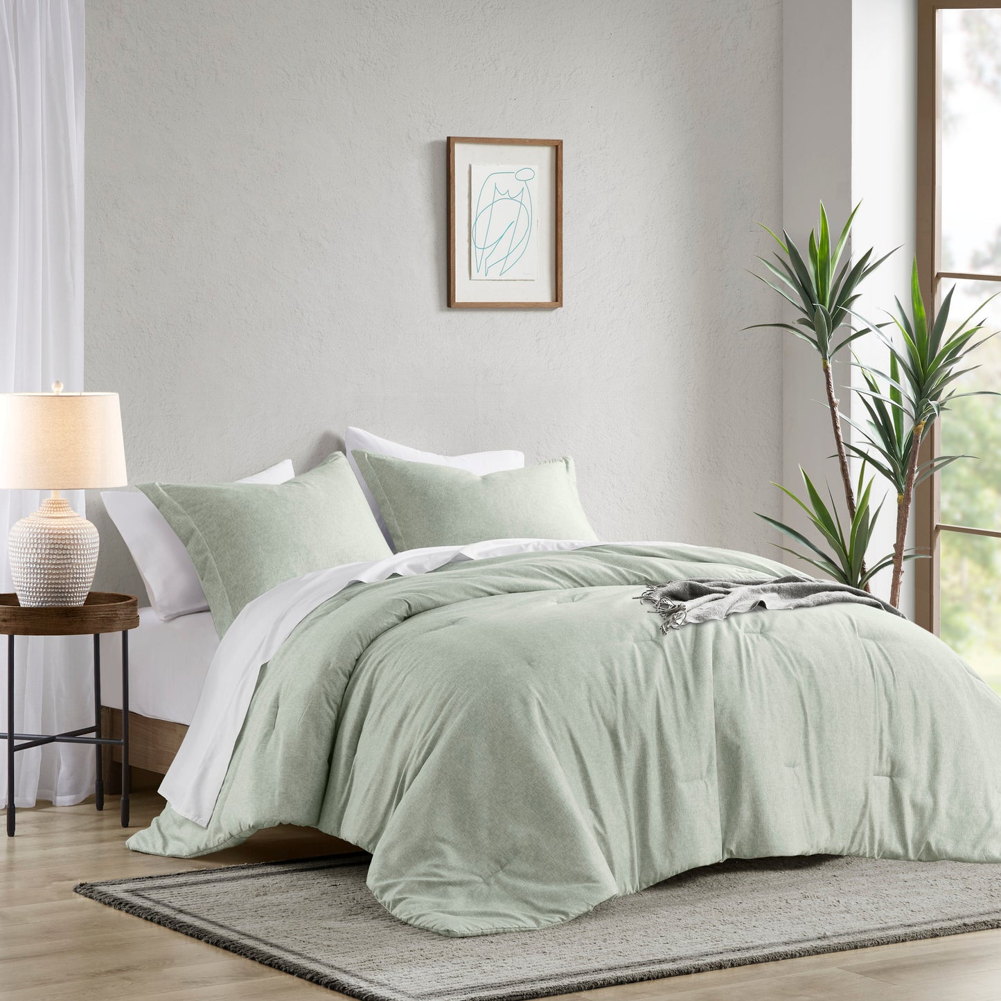 Camden Chambray Print Solid Comforter Set