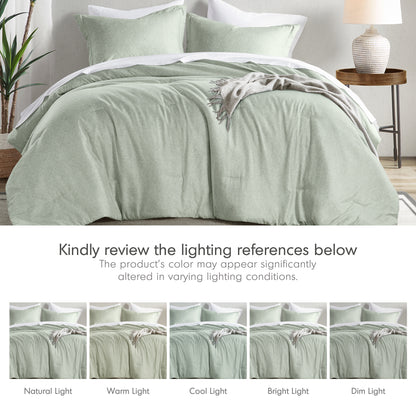 Camden Chambray Print Solid Comforter Set