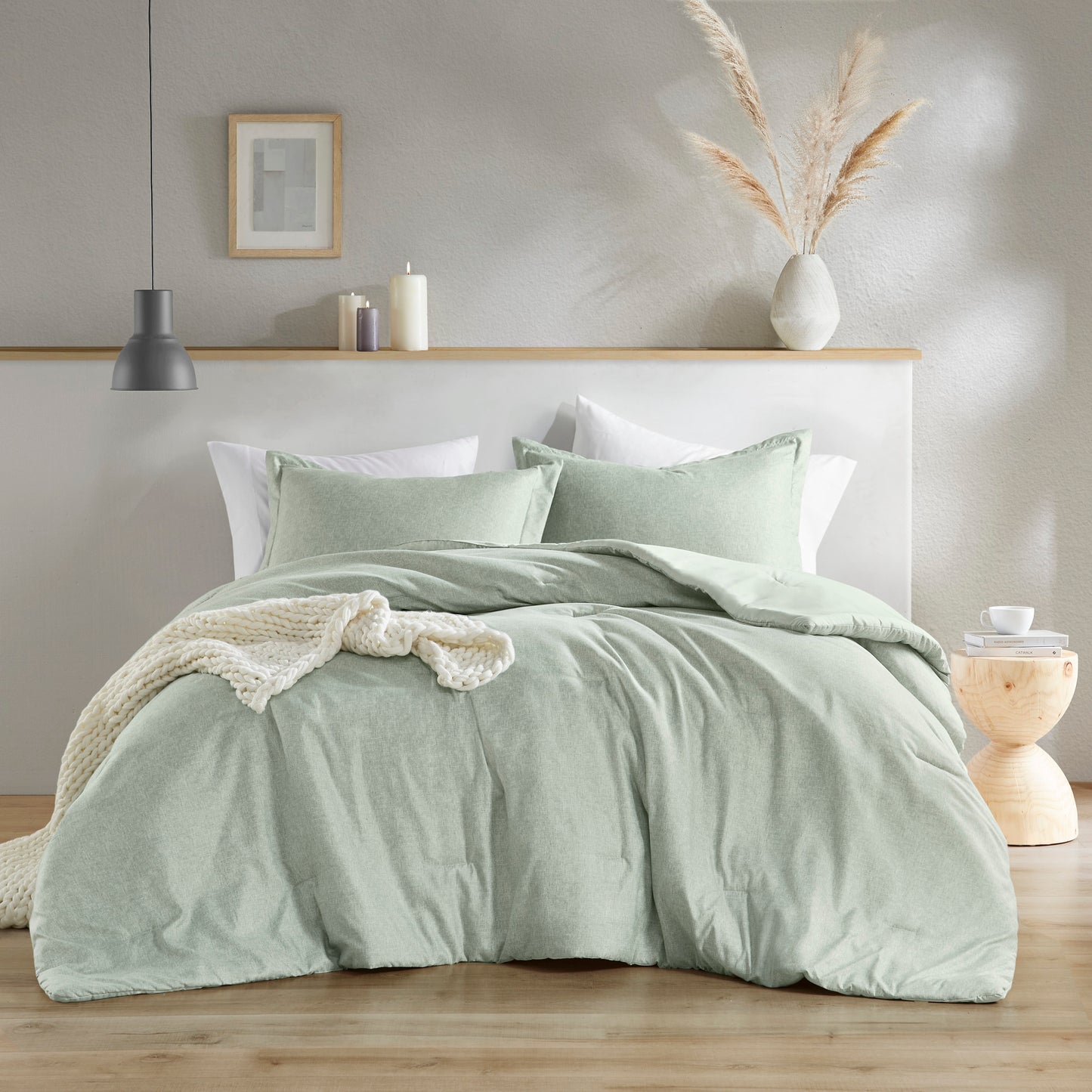 Camden Chambray Print Solid Comforter Set